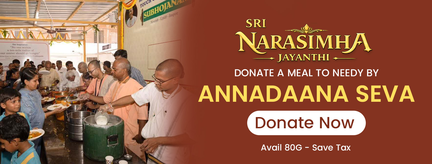 Narasimha Jayanthi Annadaan donation banner for ISKCON Charity Vizag