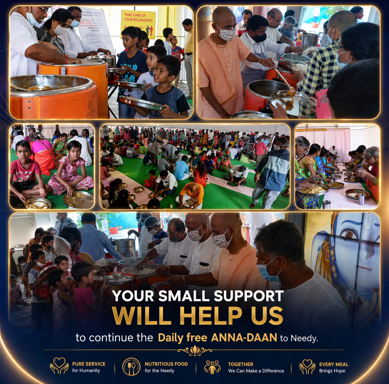 Well-wishers supporting Annadaan and Gau Seva donations